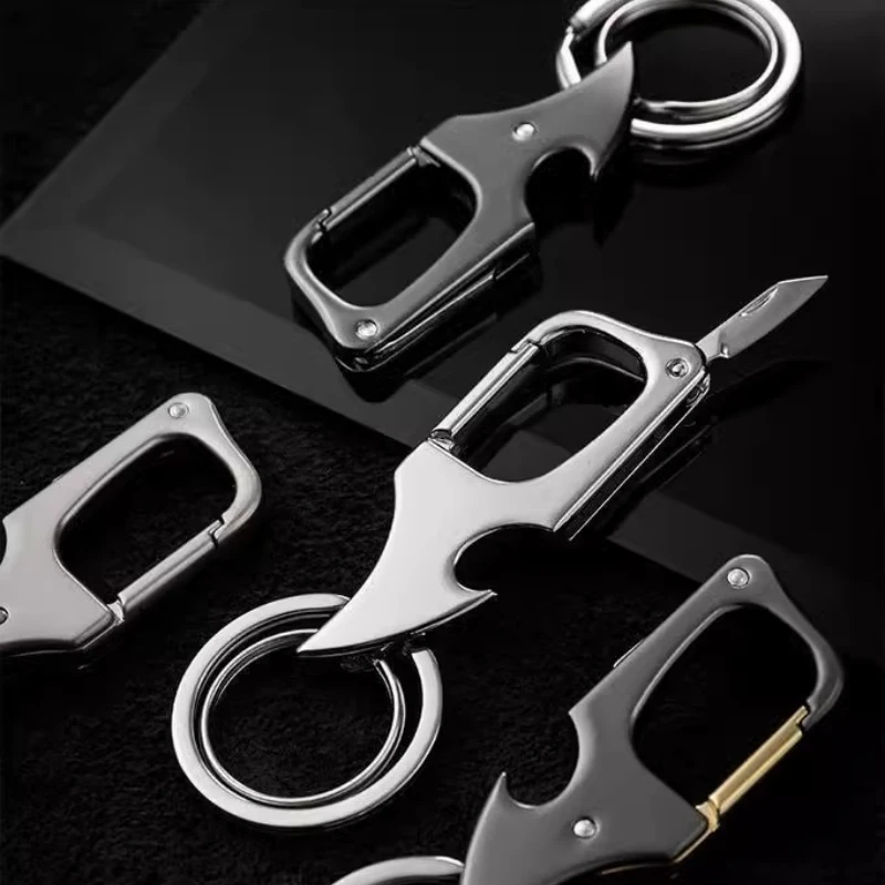 Multi function Key ring With Ffolding Knife Detachable Delivery Belt Bottle Opener Creative Personality Anti loss Key ring