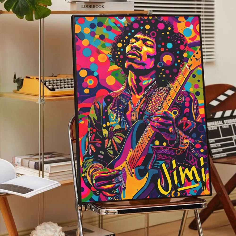 SINGER J-JIMI H-HENDRIX Whitepaper Poster Waterproof Paper Sticker Coffee House Bar Posters Wall Stickers