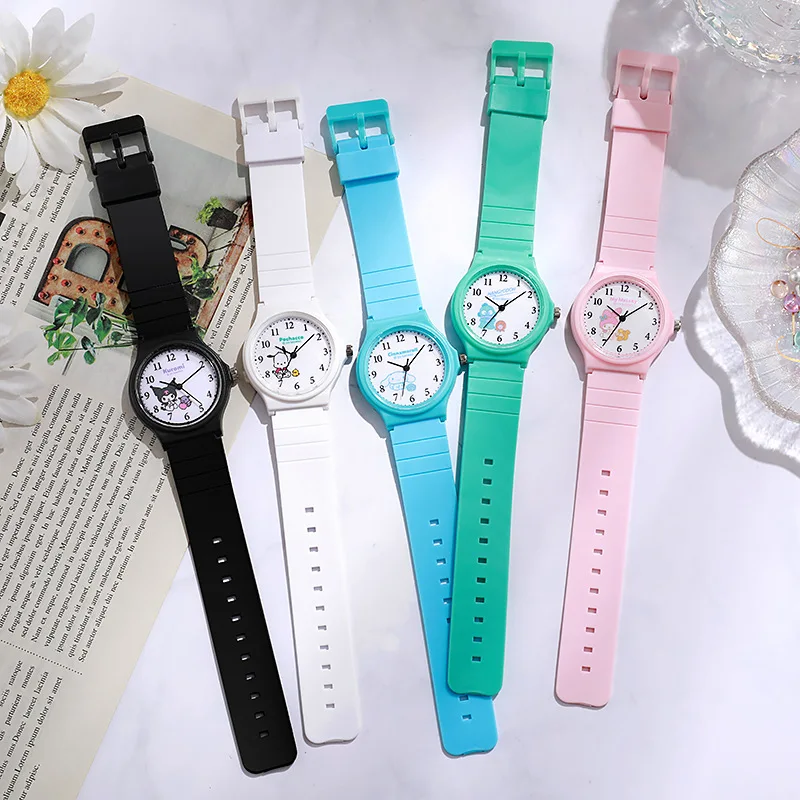 Sanrio Simple Fashion Kuromi Pochacco MyMelody Cinnamoroll Quartz Watch Women's Student Watch Silicone Strap Watch Birthday Gift