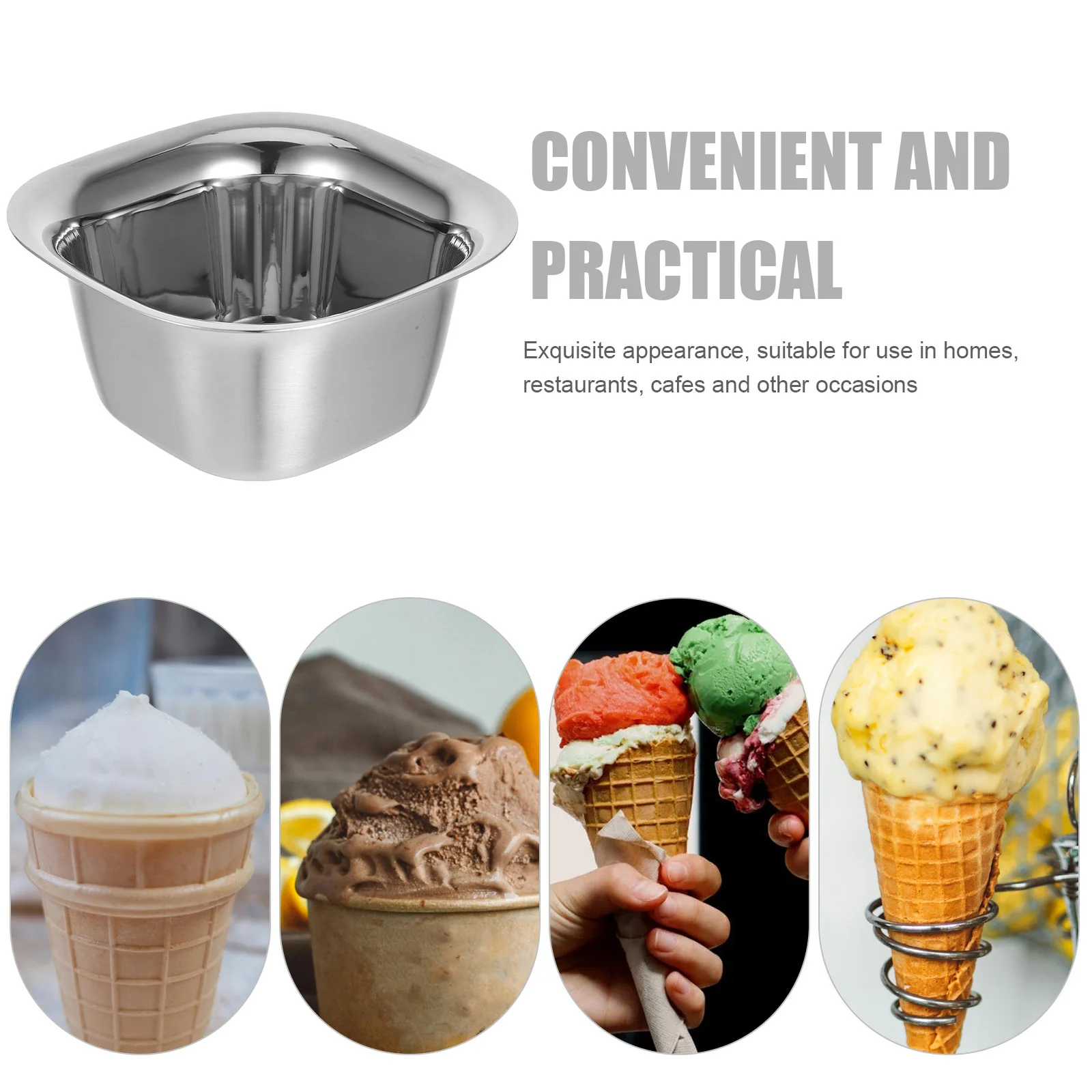 أوعية الوجبات الخفيفة المصقولة المصنوعة من الفولاذ المقاوم للصدأ ذات الشكل المربع وتصميم قابل للتكديس مثالي للحلويات وغمس الصلصات والتوابل ومخزن المطبخ #2