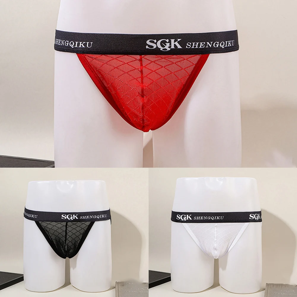 Jacquard Mesh Low-Rise Panties Casual Wear Underwear Daily Use Classic Plaid Jacquard Men\'s Briefs 10 Spandex Material