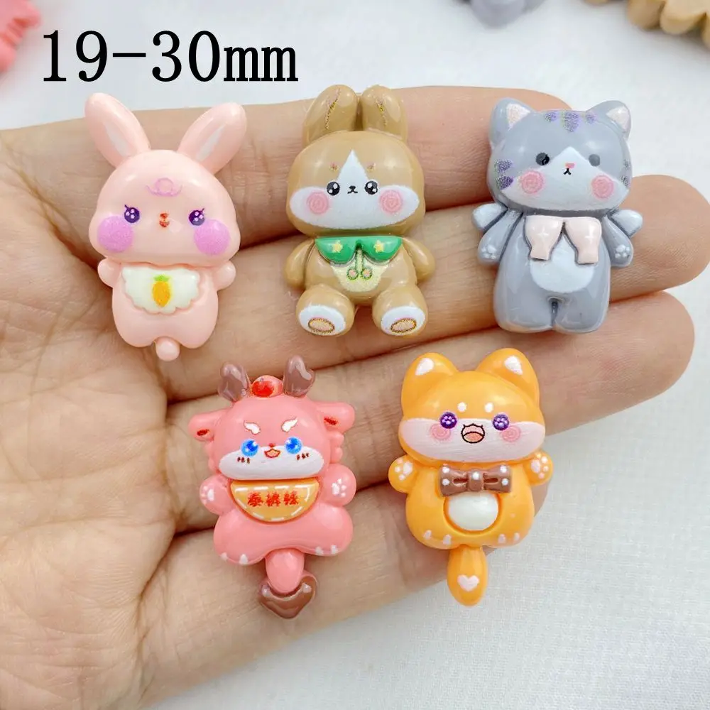 10Pcs Cartoon Resin Cute Rabbit， Cat Series Flat Bottom Scrapbook Diy Jewelry Hair Clips Phone Case Ornament Accessories