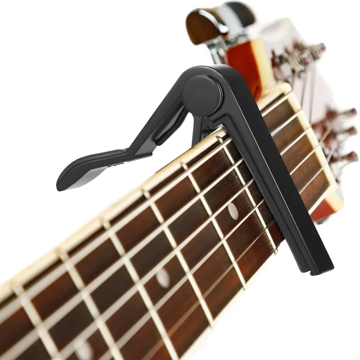 Black Alloy Quick Change Guitar Capo with 6 Picks - Precision Control for Acoustic & Electric Guitars ZSY view 6