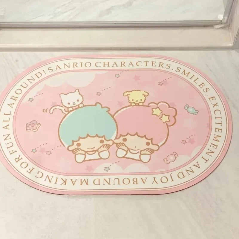 Cute Hello Kitty Bath Mat with Rubber Back, Non-slip Diatomite Rug, Quick Dry Absorbent Floor Decor