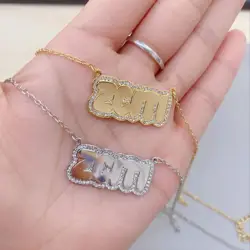Diamond Name Necklace Bubble Letter Crystal Personalized Gold Necklaces Pavé Cubic Zirconia Y2k Pendant Jewelry For Women Gifts