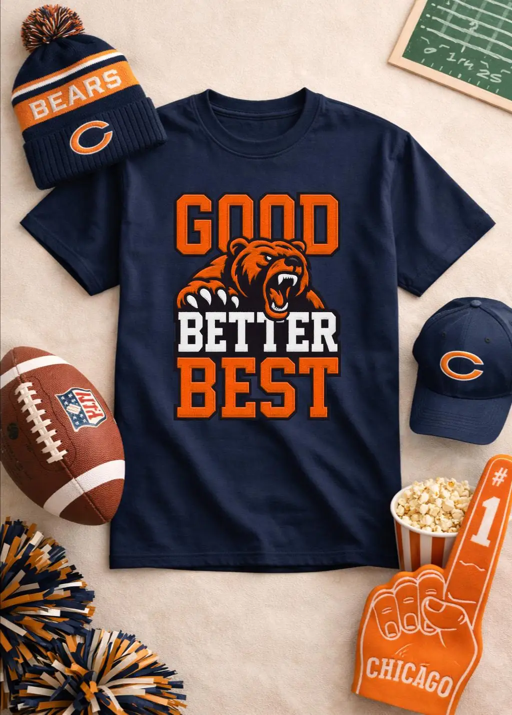 Good Better Best Bear T Shirt Chicago Football Fan Summer Men's Casual Short-sleeved Tops Cotton Sportswear Round-neck Tracksuit
