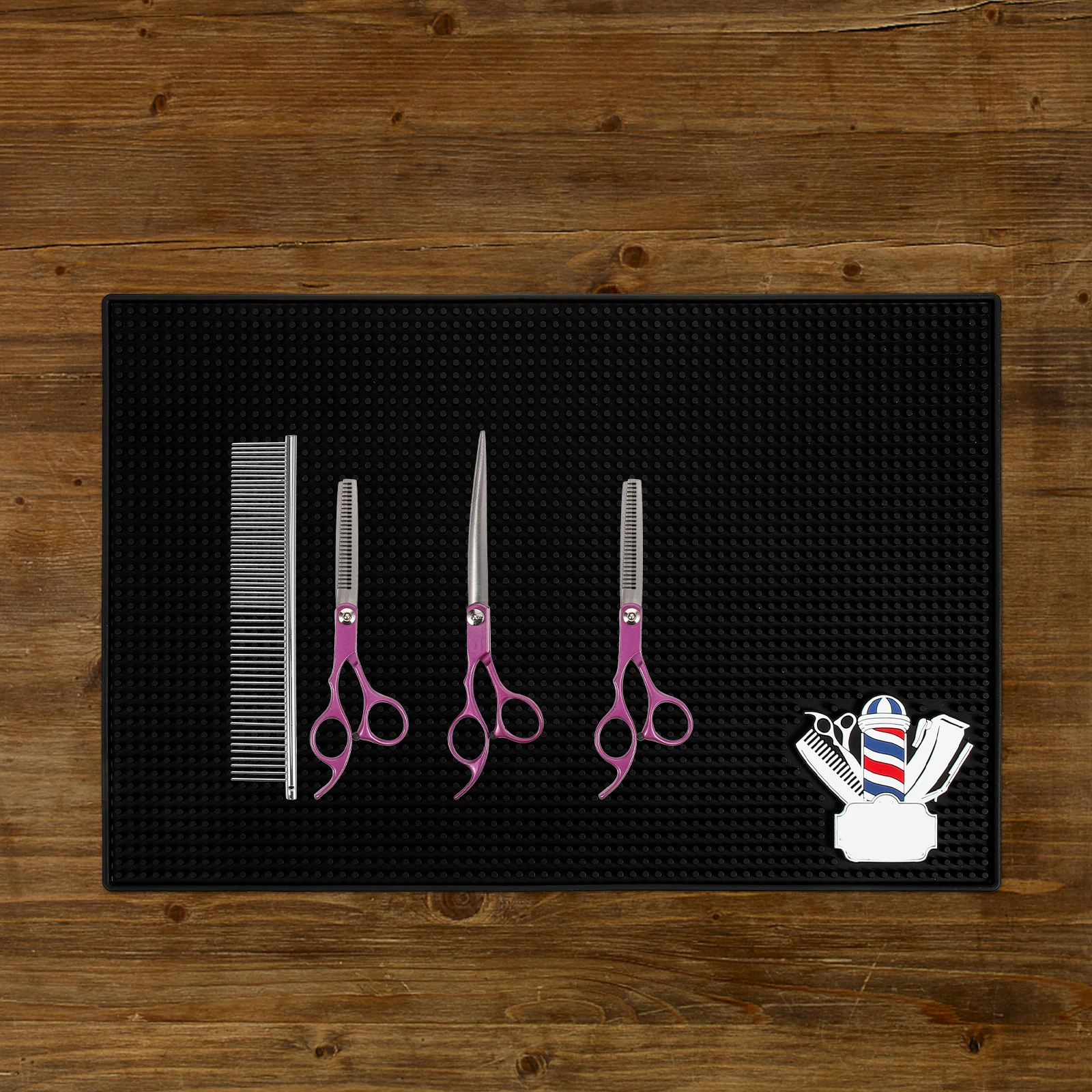 

Silicone Storage Pad Barber Tool Organizer Mat Vintage Salon Mats for Hair Stylist Black Accessories