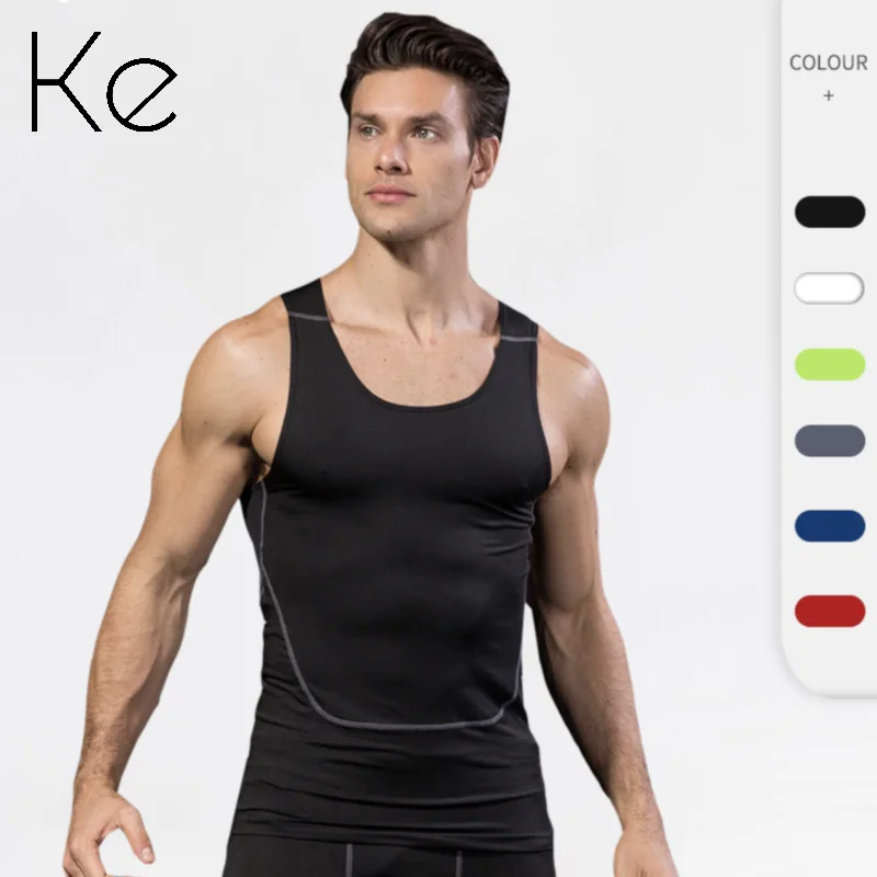 

KE665 Tight Training PRO Men's Sports Fitness Basketball Running Vest Stretch Sweat Wicking Quick Dry Vest Clothes gym