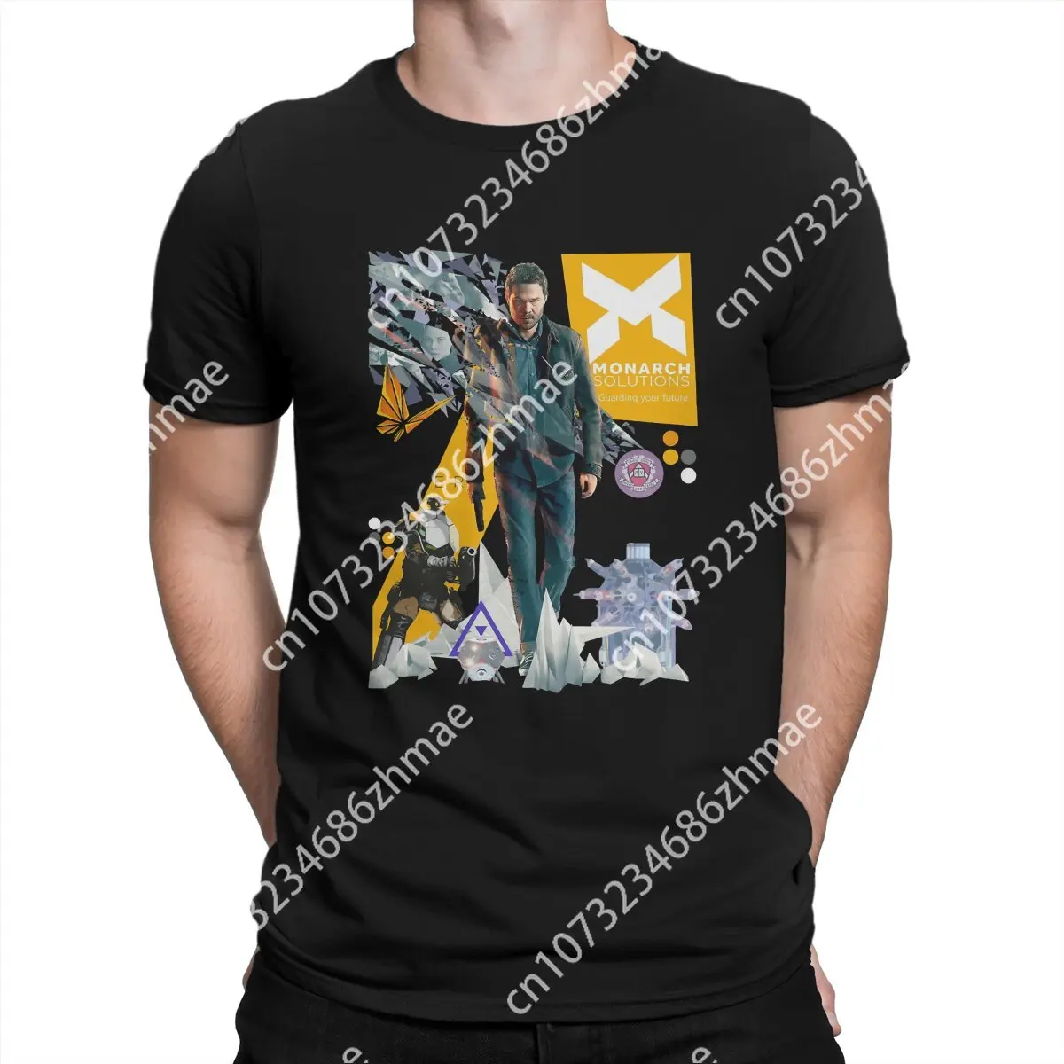 Vintage Quantum Break Classic T-Shirts for Men Crew Neck Pure Cotton T Shirts Short Sleeve Tee Shirt Graphic Printed Tops