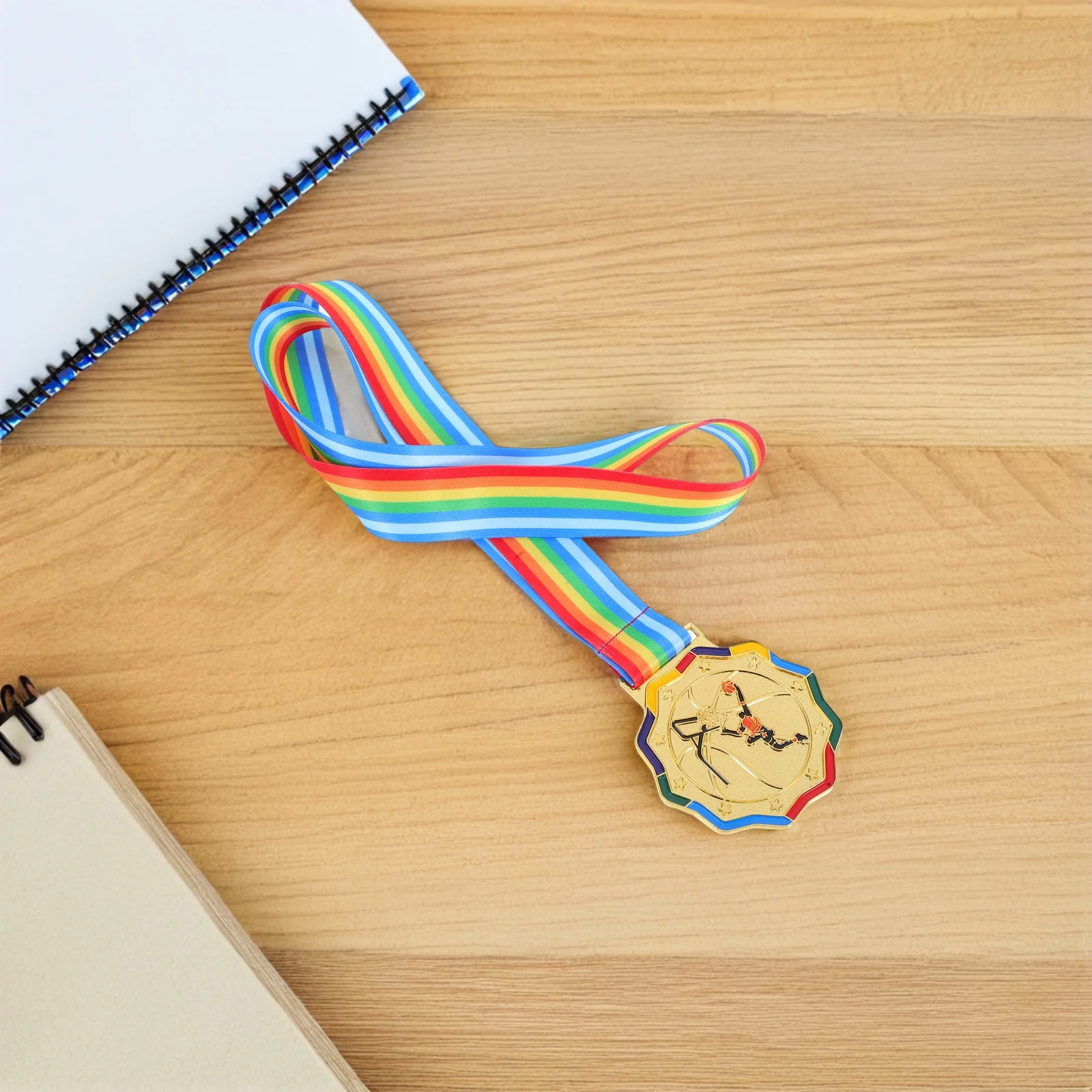Basketball Medals Metal Award Ribbon Basketball Awards for Durable Metal Material Unforgettable Memories Portable Size