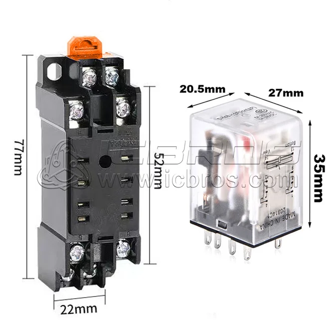 10set MY2P HH52P MY2NJ 12V 24V DC / 110V 220V AC Coil General PurPose DPDT Micro Mini Relay With Socket Base