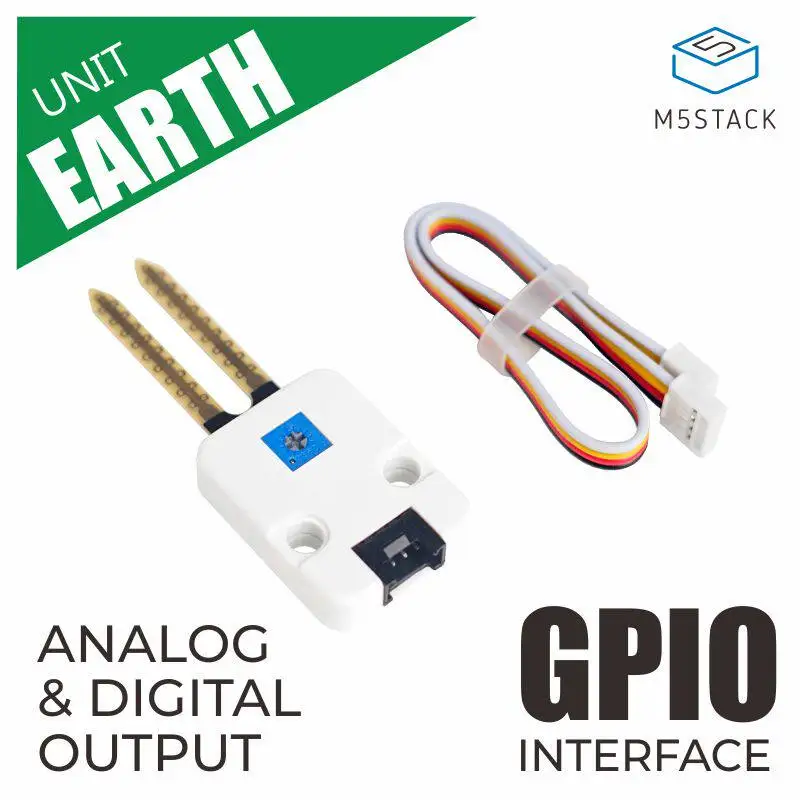 

Официальный датчик влажности почвы M5Stack с аналоговым и цифровым выходом, интерфейсом GPIO для садоводства и сельского хозяйства