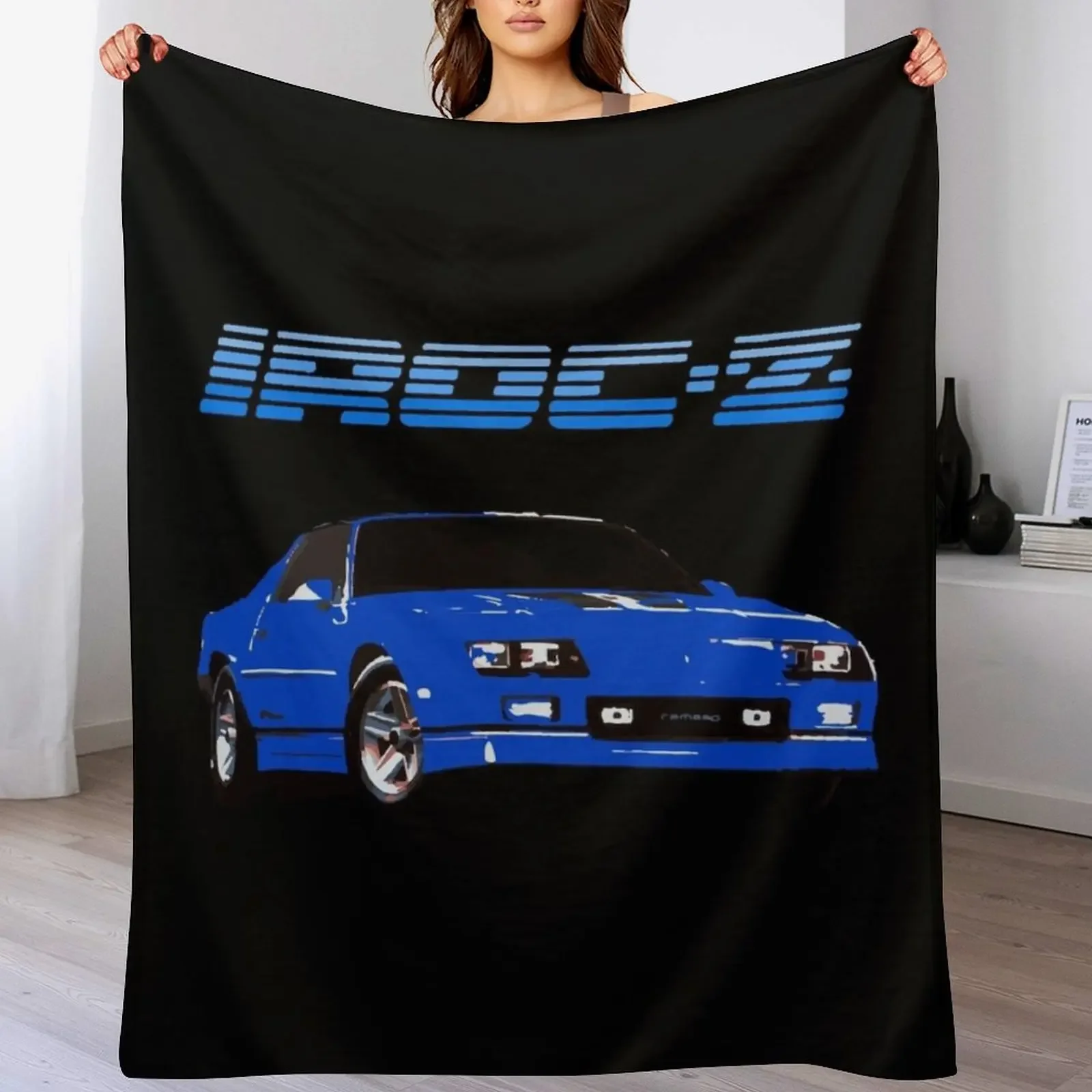 

1980's Camaro Blue IROC-Z Throw Blanket Warm Cozy Throw Blanket for Living Room Couch