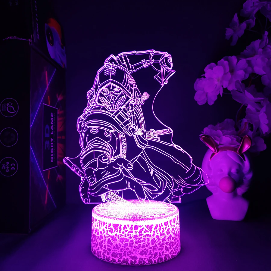 Mortal Kombat Sub Zero 3D Gamer Decoration Night Light Room Decor Setup LED Table Lamp Kids Child Birthday Gift Gaming Backlight