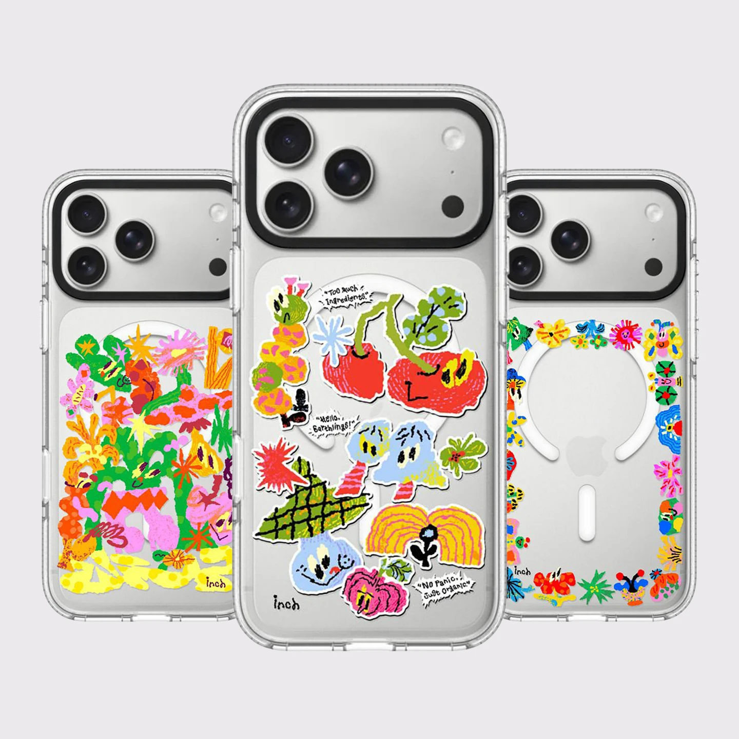 Cartoon Vegetable Doodles White Border Magnetic Phone Case Cover for IPhone 12 13 14 15 16 17 Pro Max Case for IPhone 17 Air