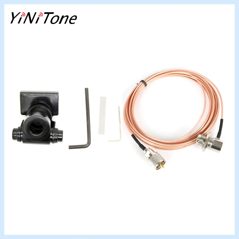 K3-66 black Mobile Car Radio Antenna Mount Bracket PL259 5M Extension Cable Kit For Kenwood Yaesu QYT Baojie KT-8900R TH-9800