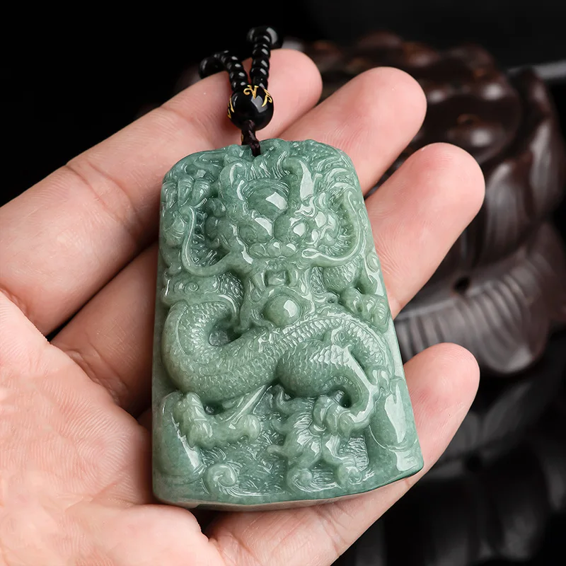 جديد عصري الطبيعية A-الصف اليشم بذور الفول الاستبداد التنين العلامة التجارية اليشم زودياك قلادة على شكل تنين مجوهرات للرجال والنساء #3