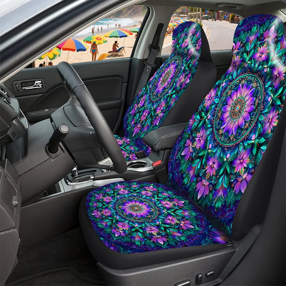 2-5 Seat Set Car Seat Covers, Exquisite Symmetrical Mandala Pattern, Heavy-Duty, Fit For All Vehicles Truck SUV Off-road Car, F
