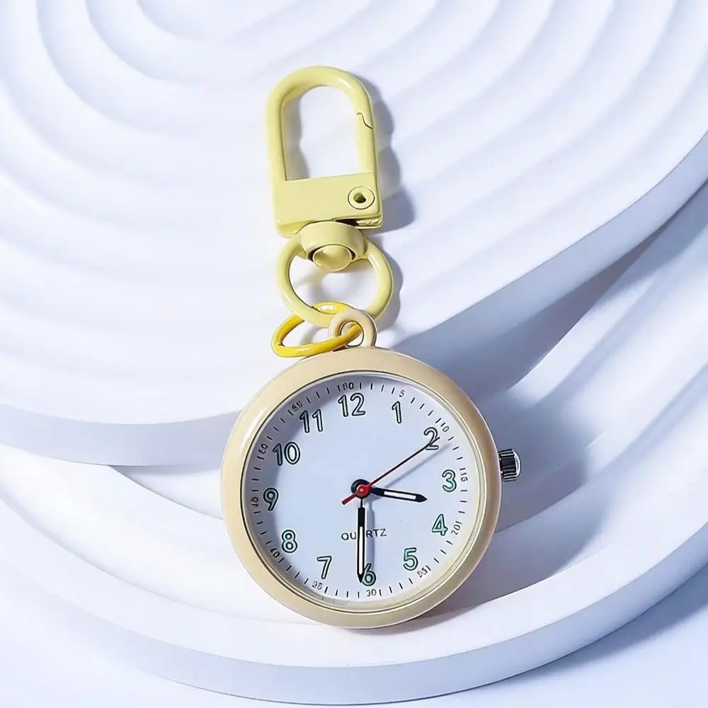 Silent Movement Exam Watch Mini Size Leather Cover Pocket Watch Alloy Case Reusable Design Quartz Watch Backpack Decoration