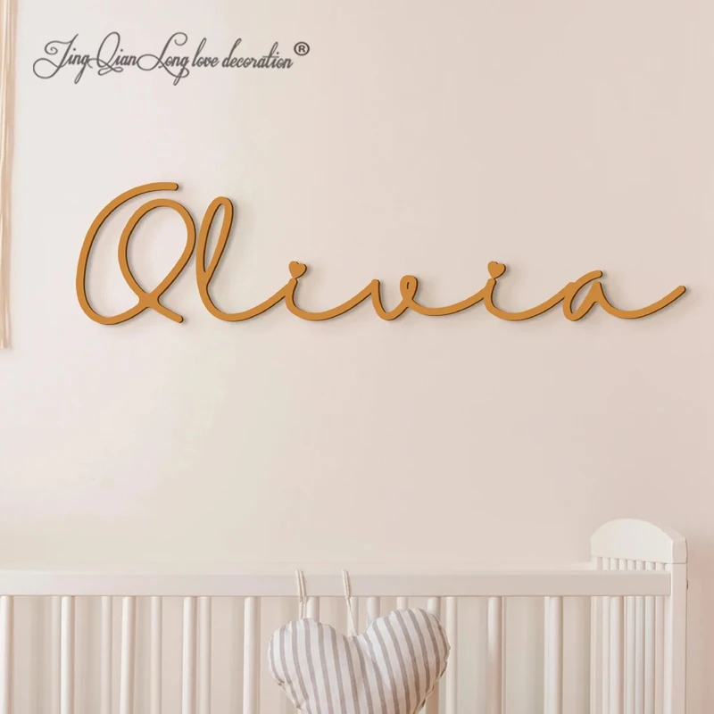 Personalized Wooden Name Sign for Nursery Custom Baby Name Wall Decor  Laser Cut Birch Wood Sign  Script Nursery Name view 3