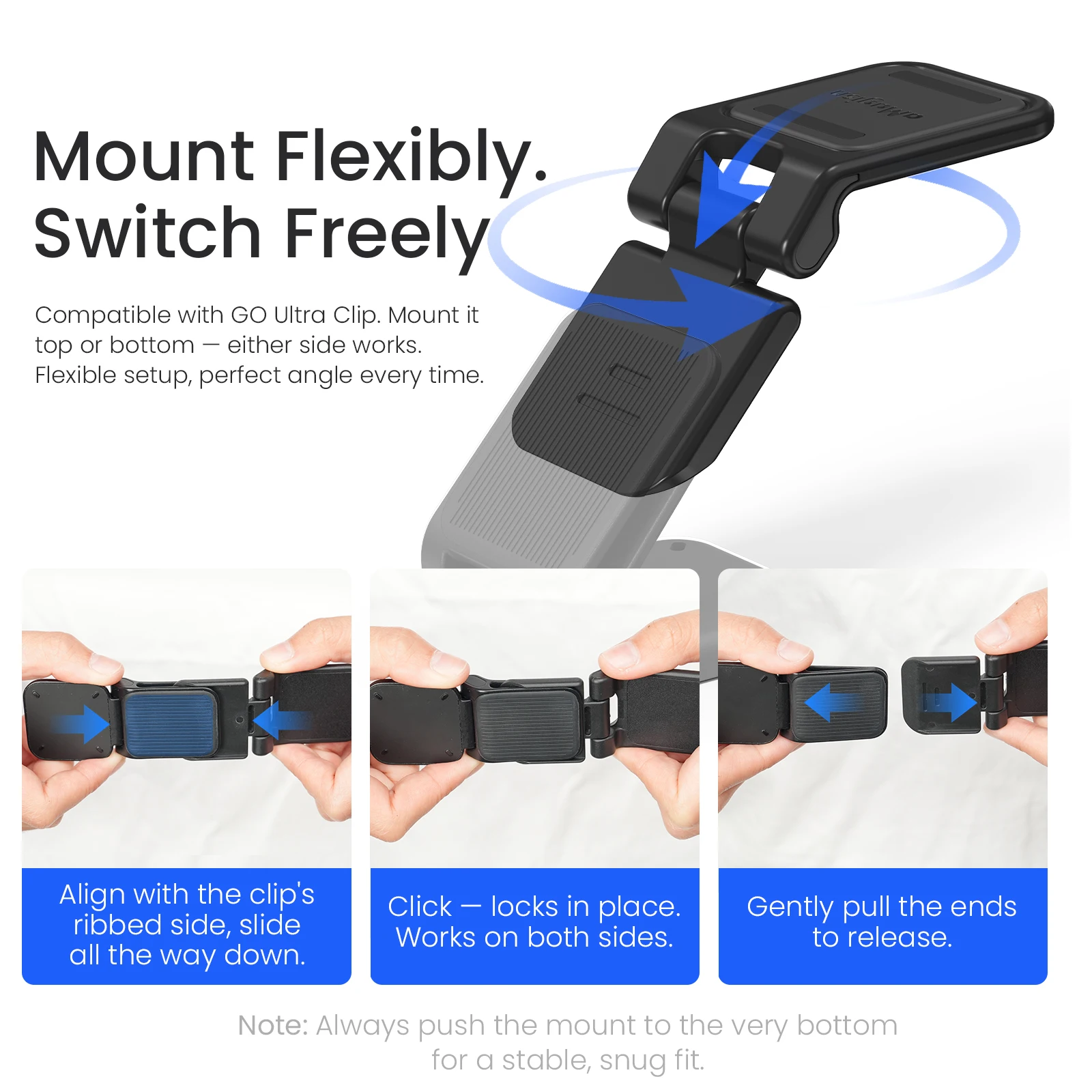 aMagisn GO Ultra Magnetic Clip Mount Works with Insta360 Magnetic Easy Clip/Magnet Pendant, for Desktop/Outdoor/Travel POV Video