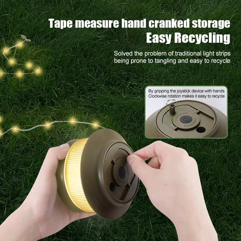 20M Camping Light LED Reel String Lights With Night Lamp For Room Camping Festive Atmosphere Equipment Tent Lamps