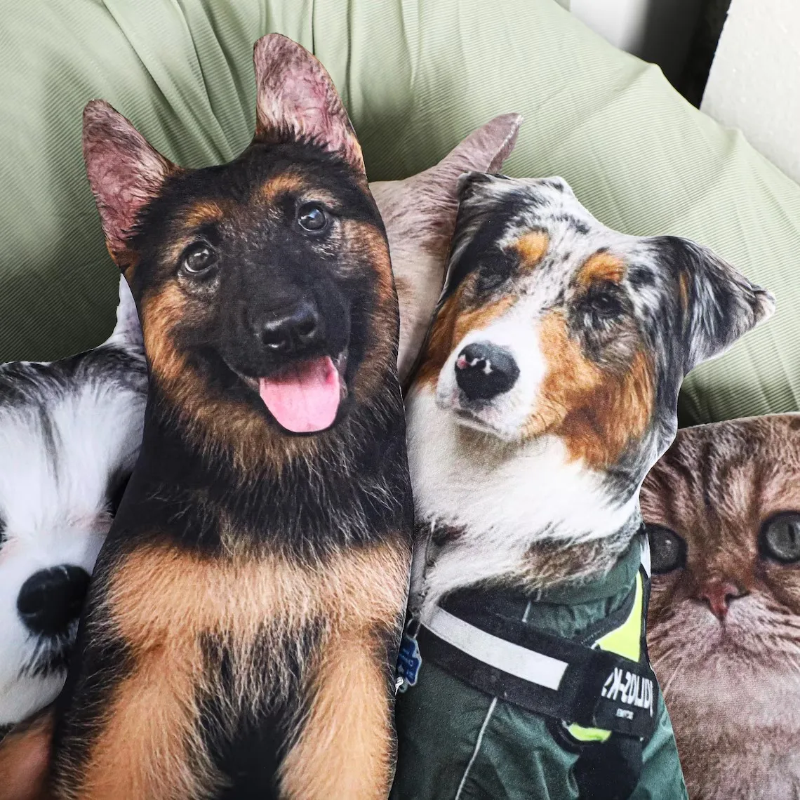 Cojín para mascotas con retrato de foto personalizado, sin bordes blancos, funda de cojín para mascotas divertida y adorable con estampado personalizado de doble cara