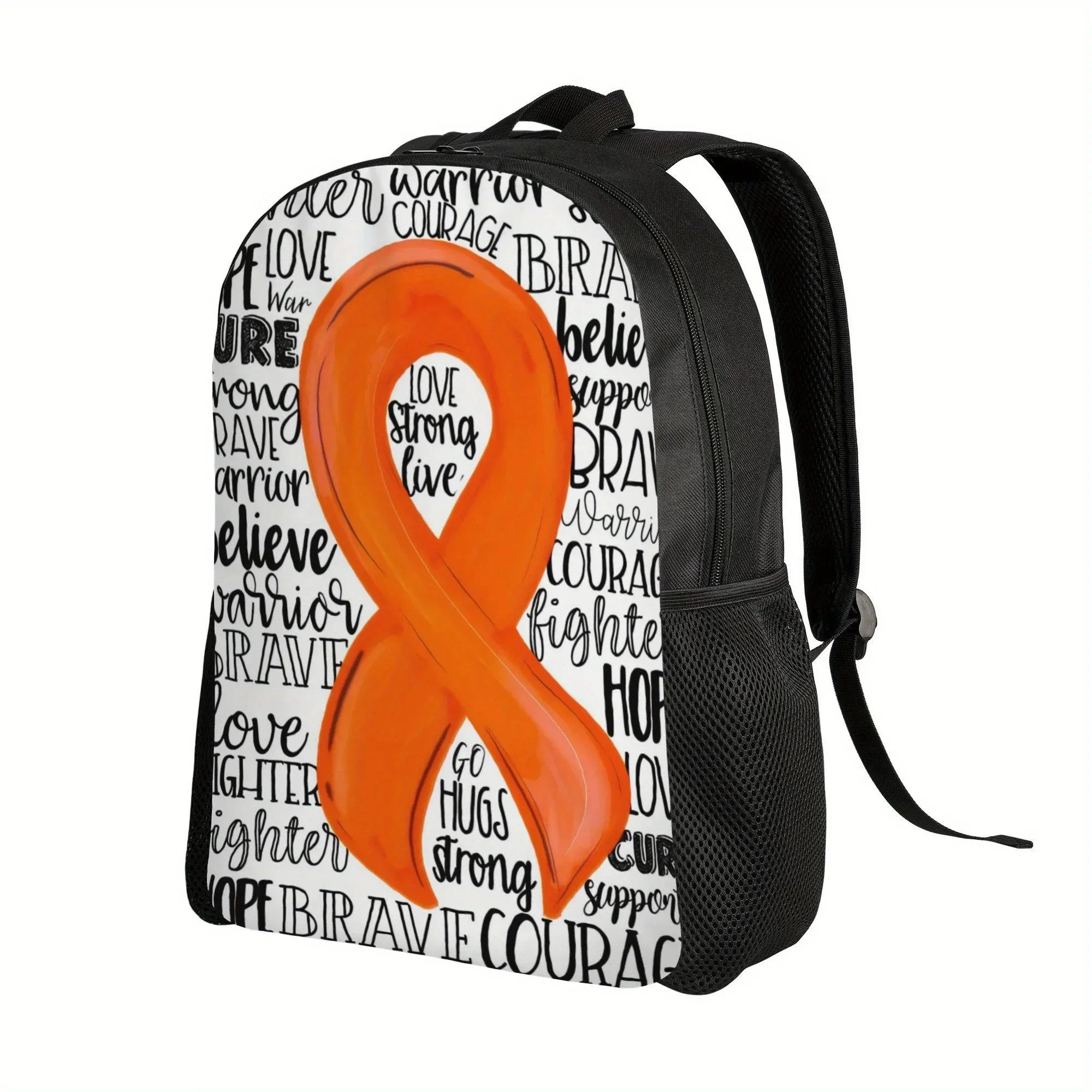 Custom Bag BIIHUDU Leukemia Awareness Ribbon Backpack Suitable For Casual,, Travel - High-Capacity Bookbag With Leukemia Propaga