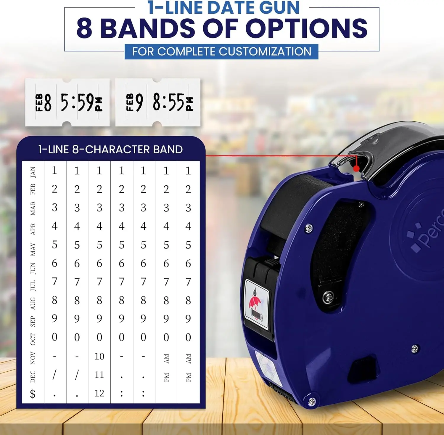 1-Line Date Marking Gun Kit with 5000 Labels, 2 Ink Rollers, Pre-Loaded for Easy Use