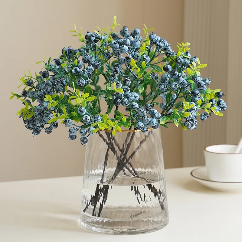 30CM Berry Artificial Plant Christmas New Year Decorative Fruit Flower Arrangement Accessories Blueberry Fruit Photography Props