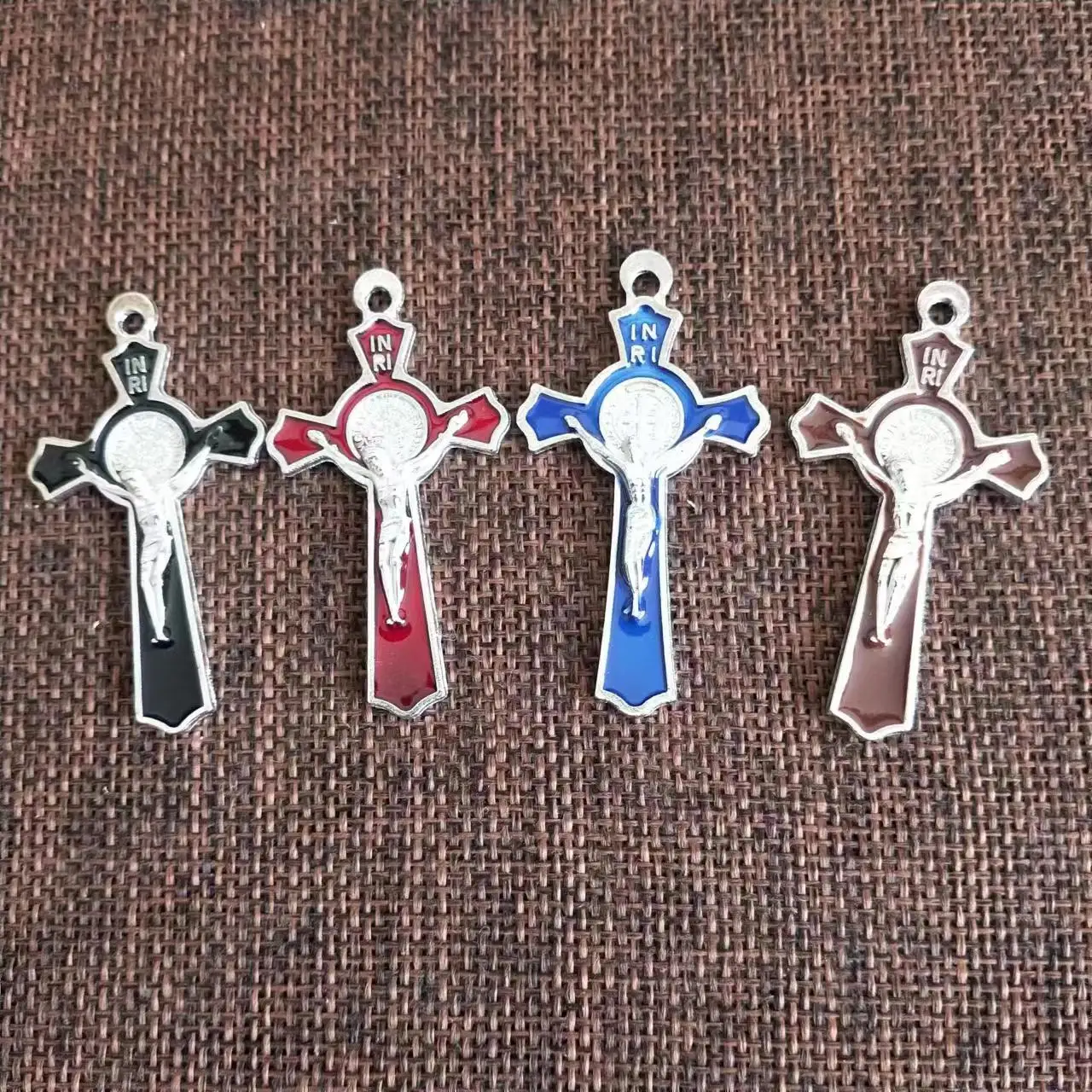 50pcs/pack one hole colored alloy rosary cross Italy cross,saint Benedict cross,crucifix  special offer
