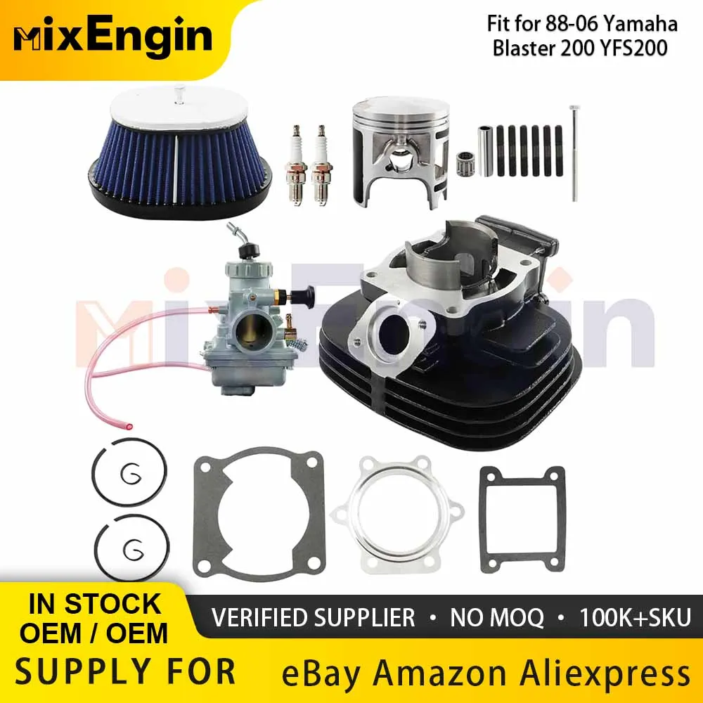 

Motorcycle Engine Cylinder 66mm Carburetor Air Filter Sets For 88-06 Yamaha Blaster 200 YFS200 195cc Piston Gasket Top End Kit