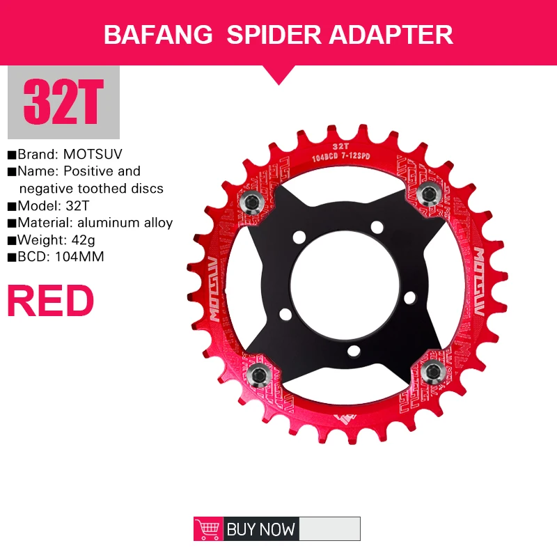 Kettingbladadapter 104BCD Voor Bafang BBS01/BBS02/BBSHD – CNC Aluminium – 3 Mm Dik – Zwart – Voor 32T-55T Tandbladen