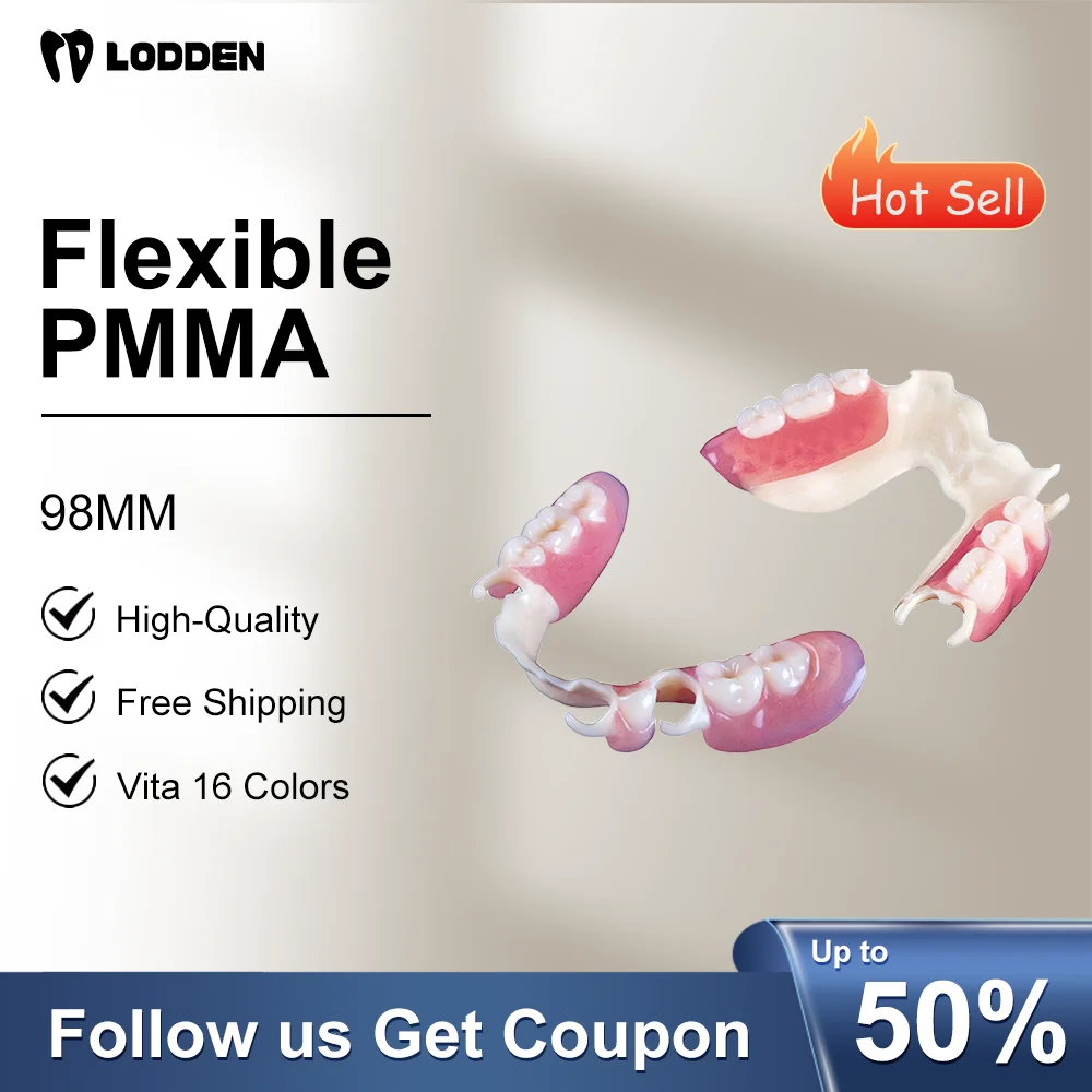 LODDEN Elastyczny blok PMMA Materiały żywiczne do laboratorium dentystycznego Wysokiej jakości do systemu CAD/CAM 98 mm Przezroczyste elastyczne materiały dentystyczne