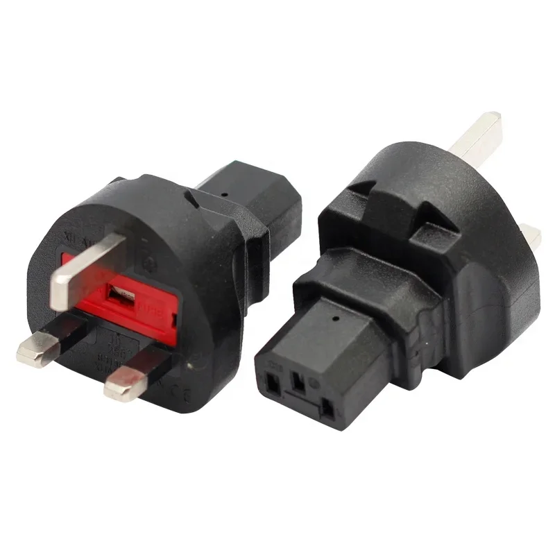 UK Plug to IEC C13  adapter Type G British 3 pin to female converter BS plug  conversion plug adapter with built-in fuse 10A