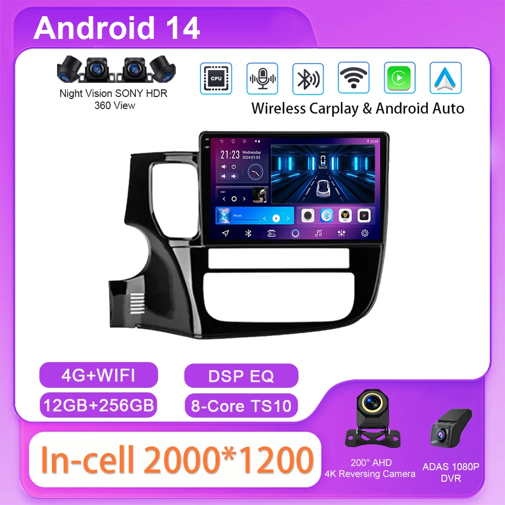 

Car Android Multimidia Video Player For Mitsubishi Outlander 3 2012-2018 Auto Radio Stereo GPS Navigation Carplay 2din DVD QLED
