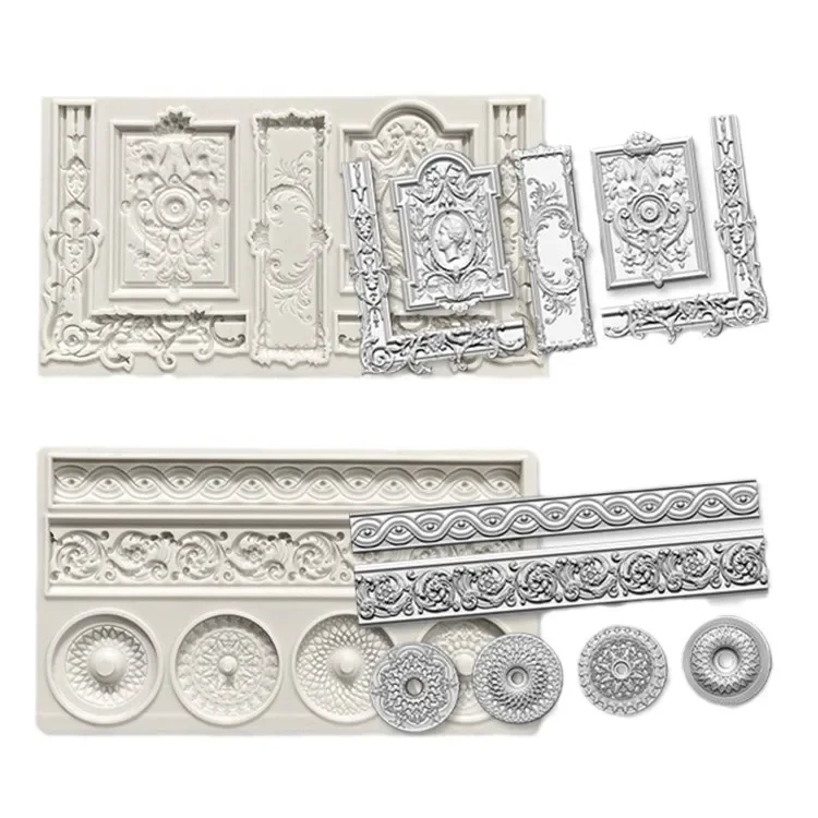 European-style Pattern Silicone Molds Baroque Retro Embossed Fondant Cake Baking Edge Palace Embossed Series Cake Decoration