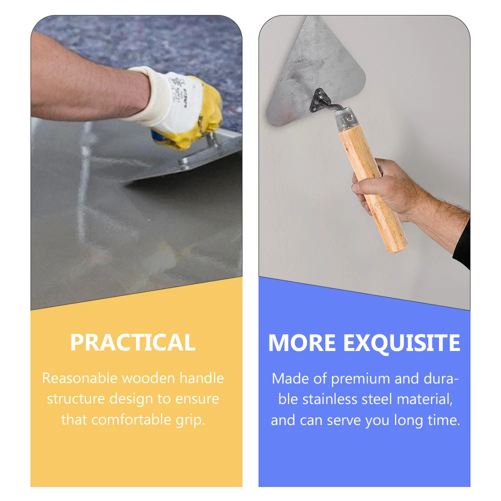 

3pcs Stainless Steel Triangle Trowel Bricklaying Tool Wooden Handle For Concrete Masonry Durable Brick Trowel Plastering
