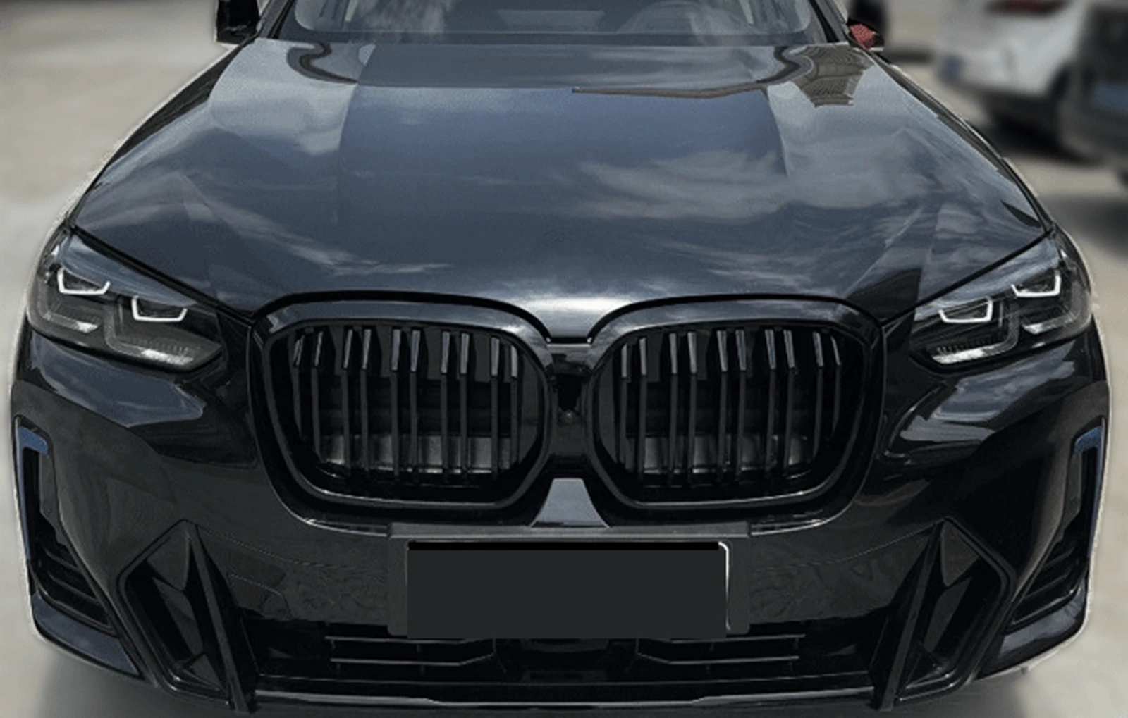 

Гоночная решетка радиатора (ноздри) для BMW X3 X4 G01 G02 G08 LCI 2022-2024, глянцевая черная, верхняя, для бампера/капота, сетчатая