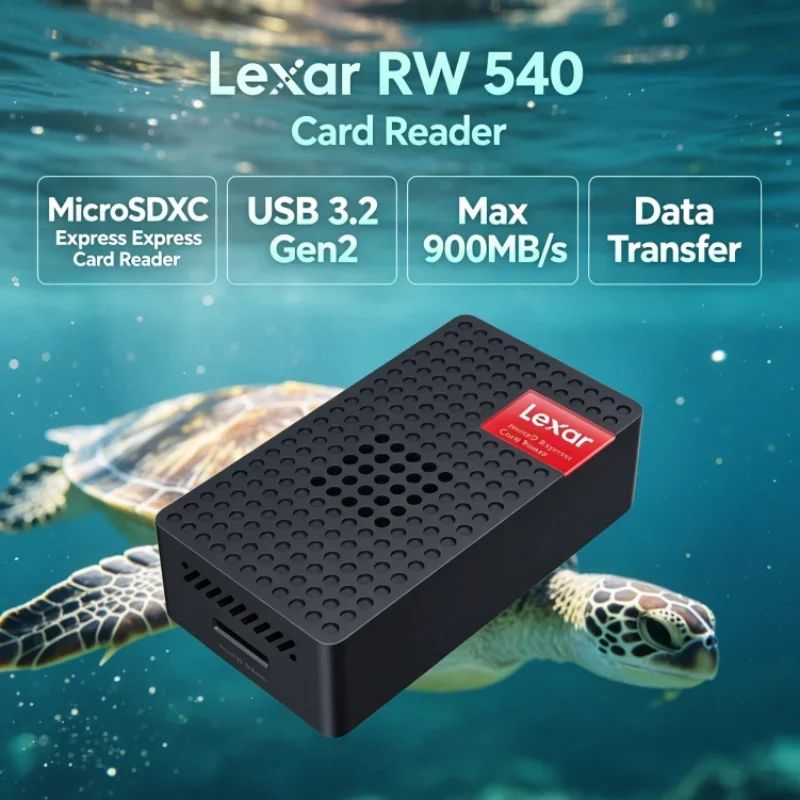 Lexar RW540 MicroSDXC Express Card Reader Max 900MB/s PLAY PRO MicroSD Card Reader Built-in Fan for Photo Transfer