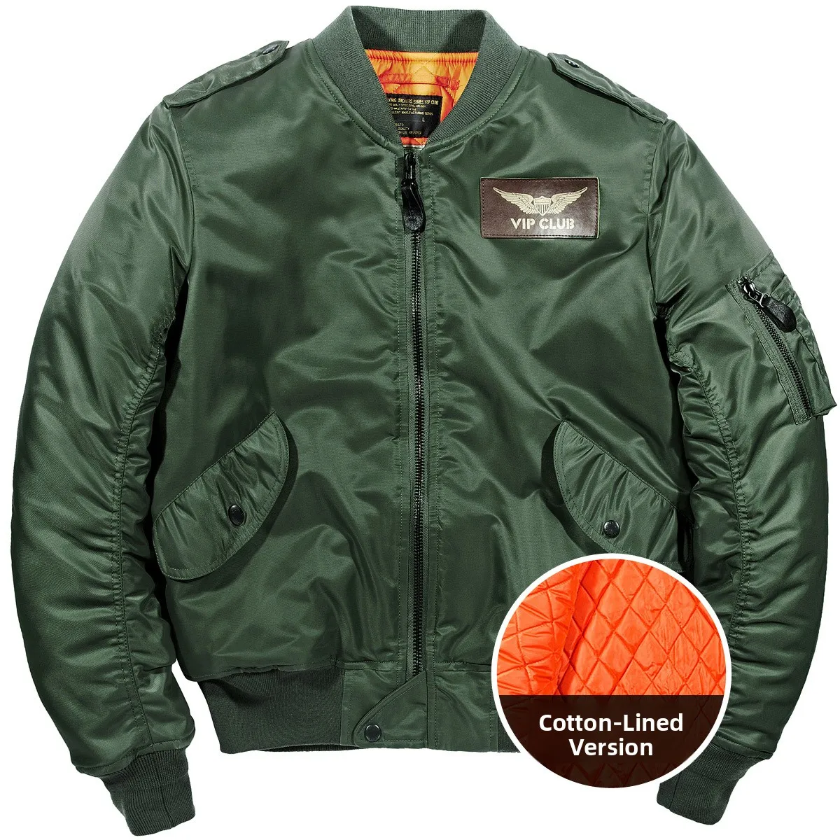 

Thiened Men's MA Pilot Jaet Winter Outerwear Pure Color Baseball Sle Cotton Coat Large Size VIP Faion Brand