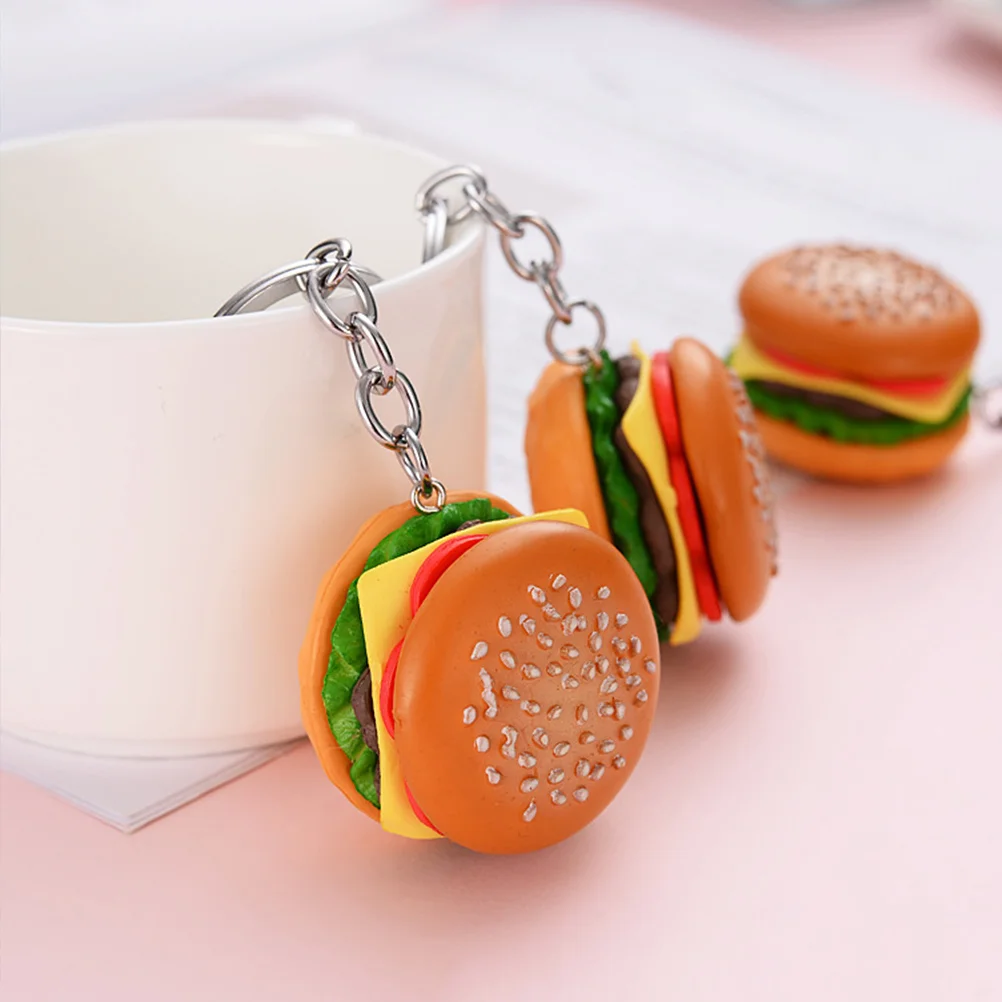 Hamburger Keychain Simulation Food Keyring Keychains Cartoon Charm Hanging Charms Fast