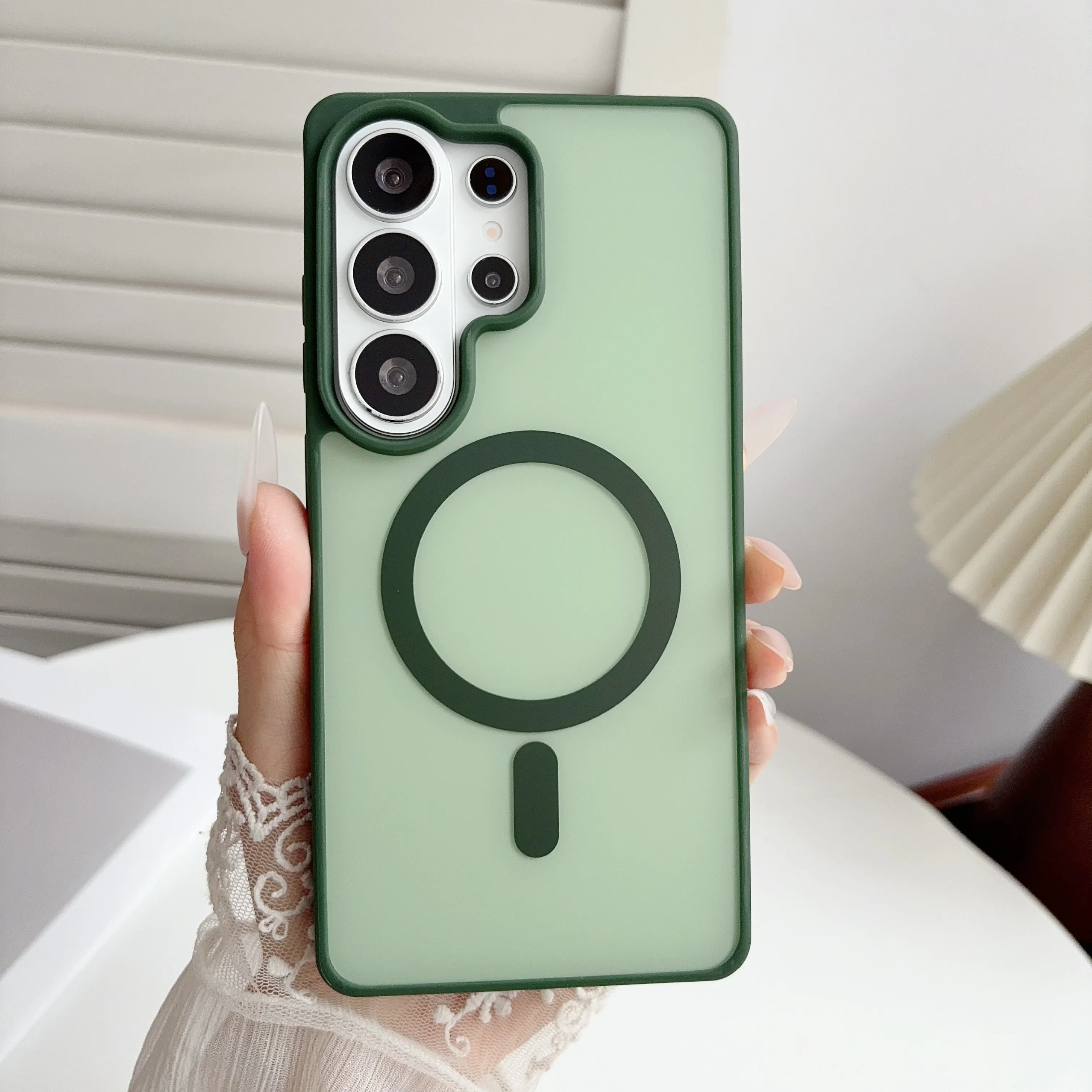 Fashion Acrylic Magnetic Phone Case For Samsung Galaxy S26 S25 Edge S24 S23 FE S22 Ultra Plus 5G Skin Feel Shockproof Back Cover