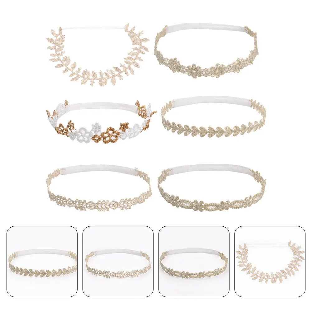 

6 шт. детские кружевные повязки на голову для маленьких девочек, эластичные аксессуары для волос, повязки на голову для фотосъемки новорожденных