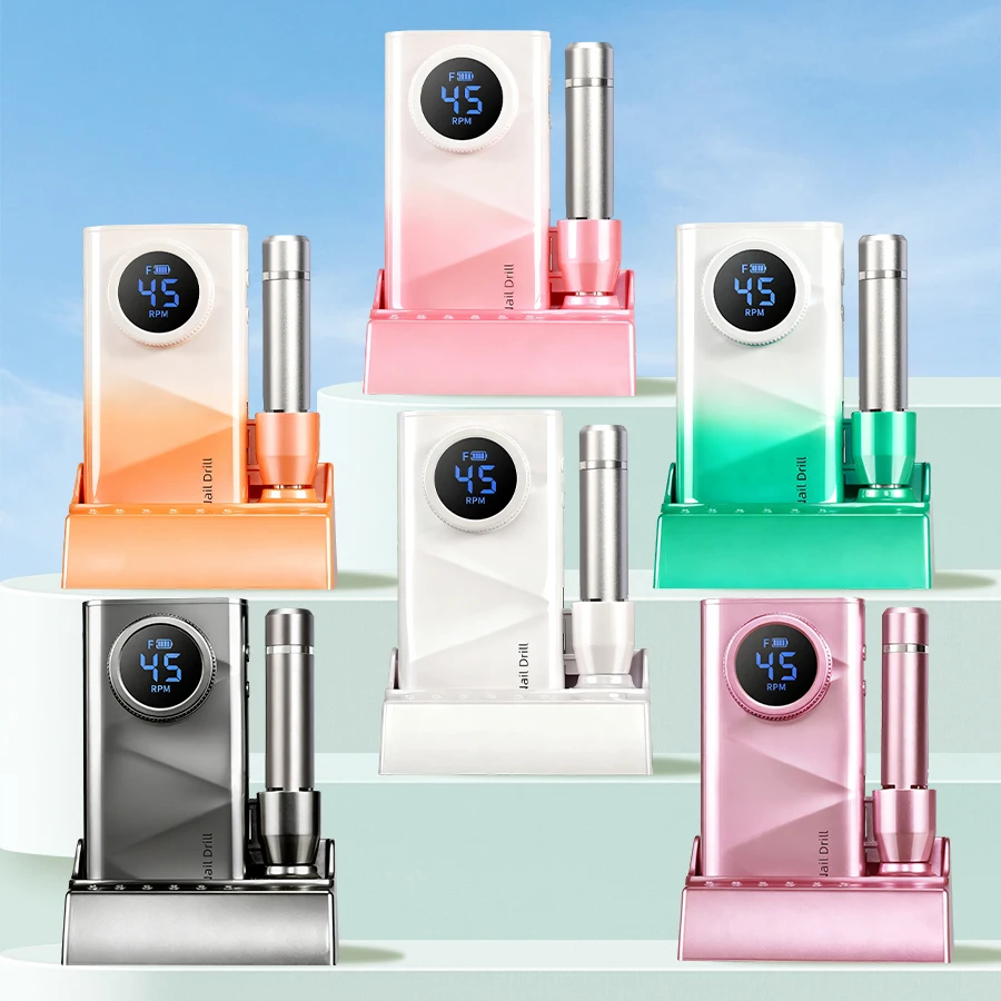 ماكينة حفر الأظافر اللاسلكية القابلة لإعادة الشحن عالية السرعة 45000 دورة في الدقيقة لمحترفين الأظافر والمبتدئين، تستخدم في الصالون والمنزل #5