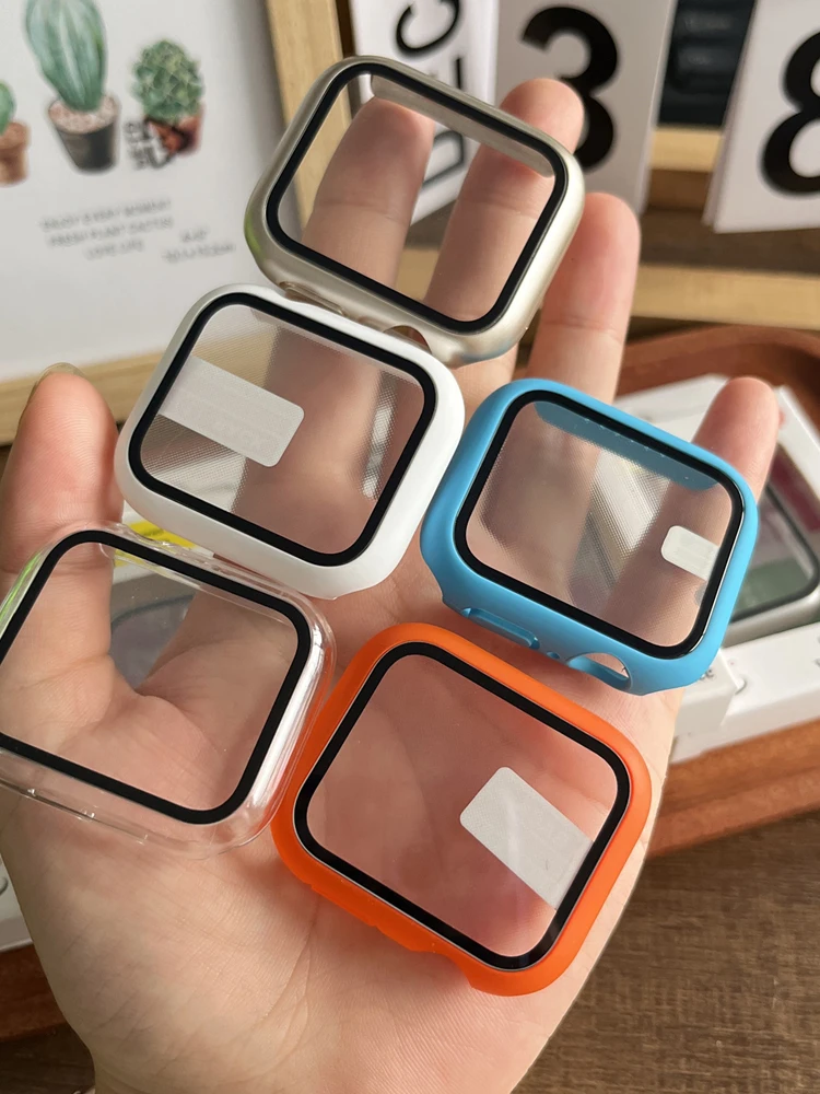 Tempered Glass+Cover For Apple Watch series 11 10 42mm 46mm Matte Hard PC bumper Screen Protector Case iWatch 42/46 Accessories
