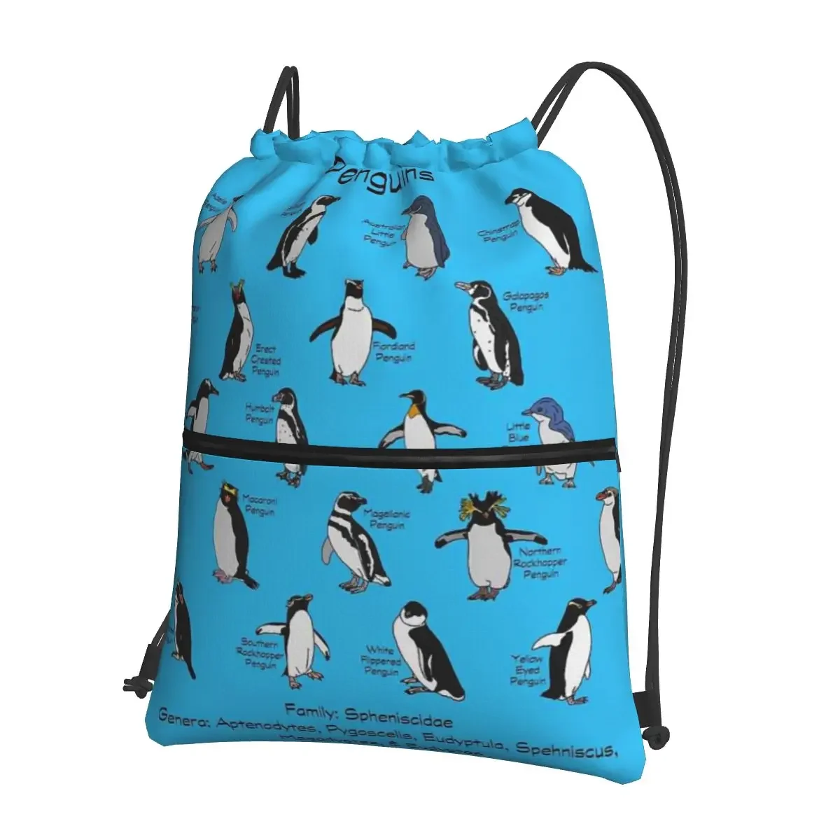 Penguins Portable Backpacks Drawstring Bag Multi-function Drawstring Bundle Pocket Sundries Bags For School Students