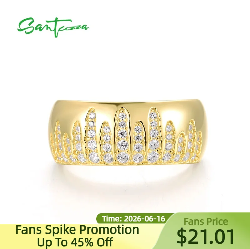 

SANTUZZA Pure 925 Sterling Silver Ring For Women Sparkling White Cubic Zircon Delicate Wedding Anniversary Fine Jewelry Sets
