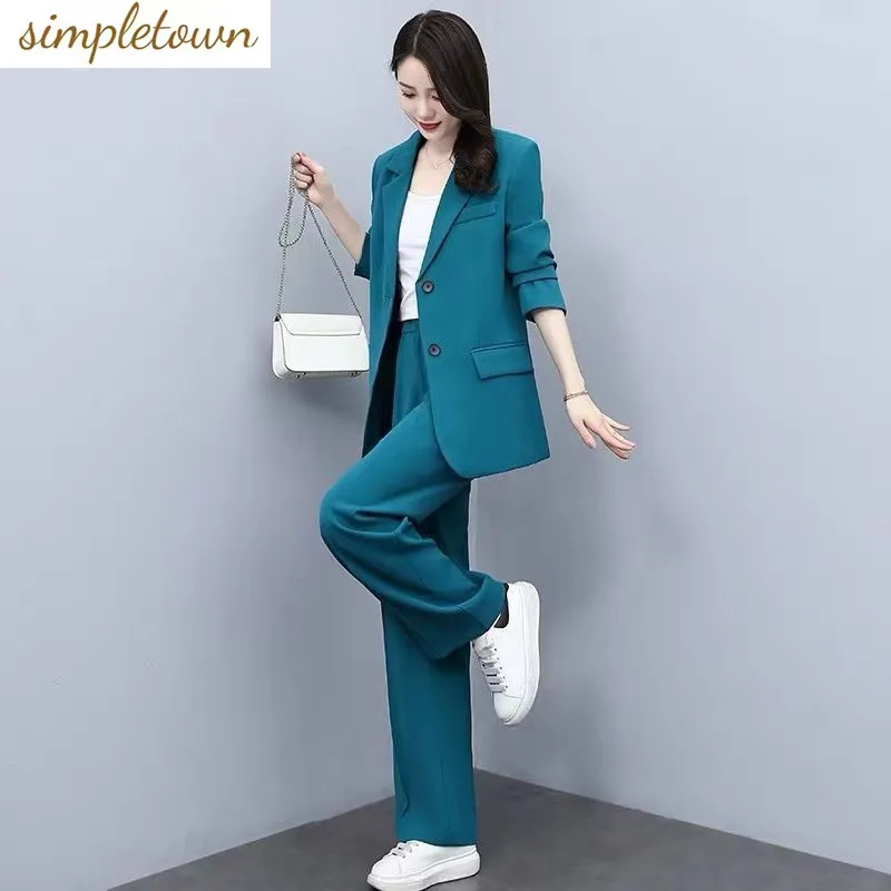 

Set 2023 New Spring Celebrity Little Fragrance Style Suit Professional Royal Sister Wide Leg Pants Two Piece Set Women's Spring