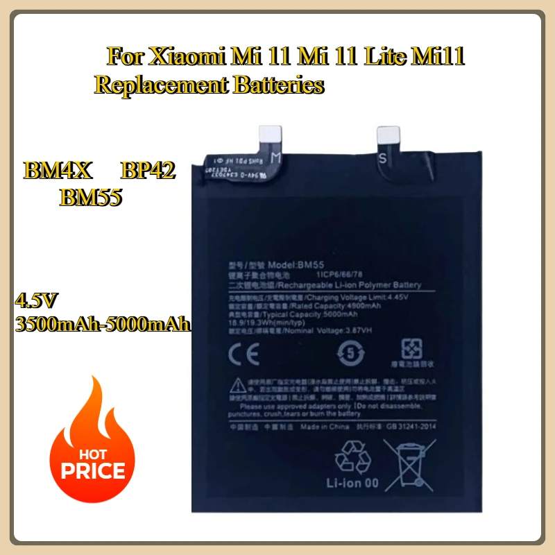 

New BM4X BP42 BM55 Mobile Phone Battery for Xiaomi Mi 11 Mi 11 Lite Mi11 Replacement Batteries